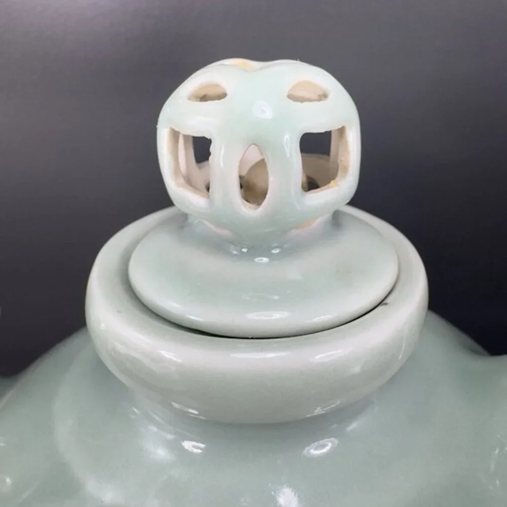 Vintage Chinese Celadon Teapot Phoenix Articulated‎ Lid Jug Carafe Light Green